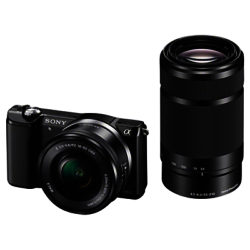Sony A5000 Compact System Camera with 16-50mm & 55-210mm Lenses, HD 1080p, 20.1MP, Wi-Fi, 3